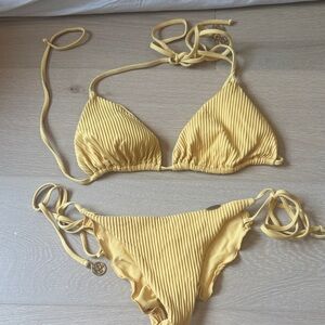 Luli Fama Yellow Bikini Med Top/ XS Bottom